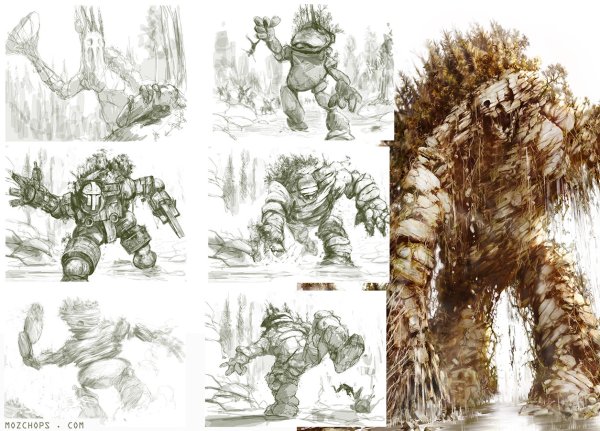 Концепт арт скетч голем