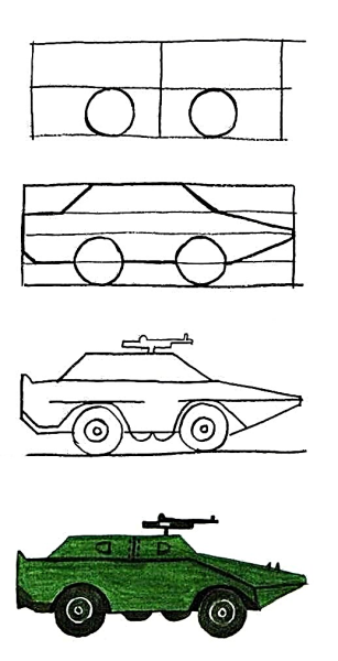 Рисование военные машины