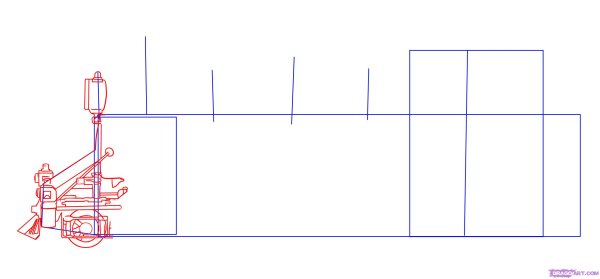 Рисуем электричку поэтапно карандашом