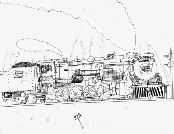 Поезд сбоку рисунок
