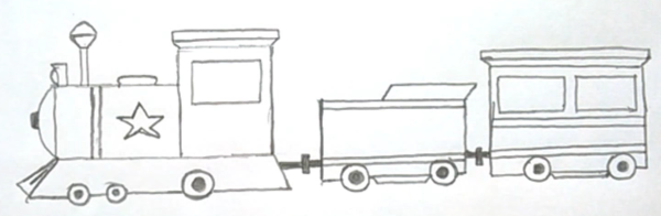 Поэтапное рисование паровоза для детей