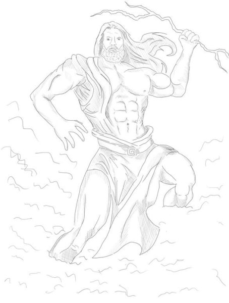 Боги древней Греции карандашом Зевс