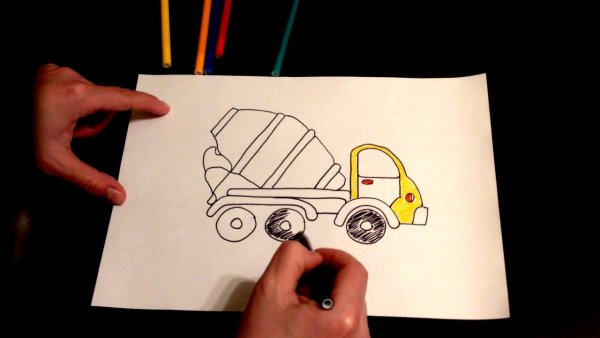 Бетономешалка пошаговое рисование