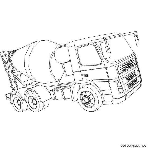 Бетономешалка раскраска для детей