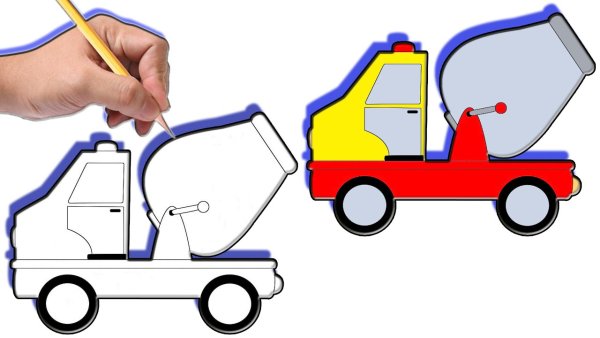 Бетономешалка нарисовать поэтапно