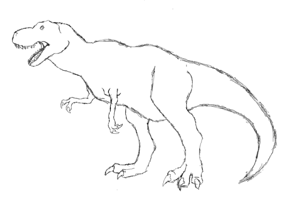 Теранозавр рисунок для детей карандашом
