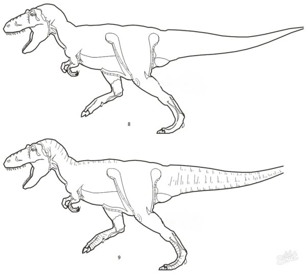 Динозавр пошаговое рисование