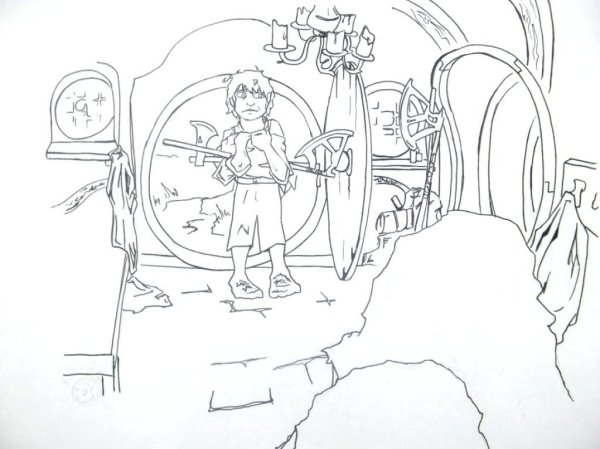 Раскраска Хоббит Бильбо