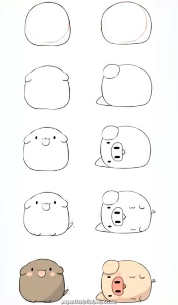 Пошаговые милые рисунки
