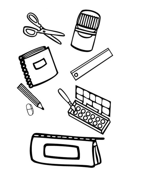 Раскраска школьные принадлежности