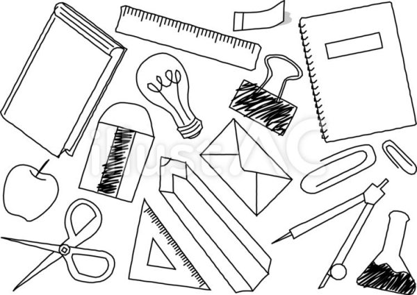 Бумажная канцелярия раскраска