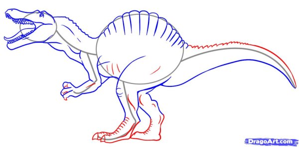 Спина завр нарисовать динозавра
