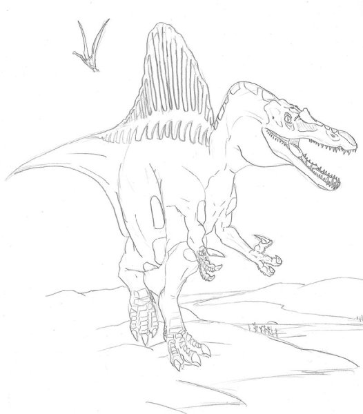 Раскраски мир Юрского периода Спинозавр