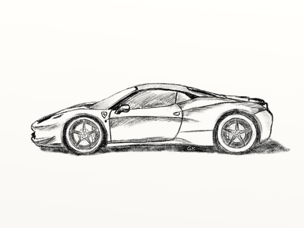 Спортивные машины карандашом