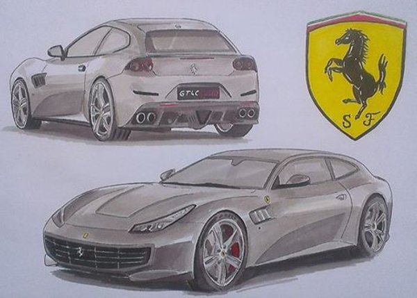 Феррари рисунок спереди