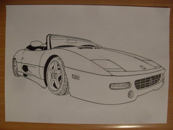 Нарисованная Ferrari сзади