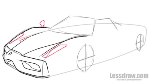 Поэтапное рисование машины Феррари