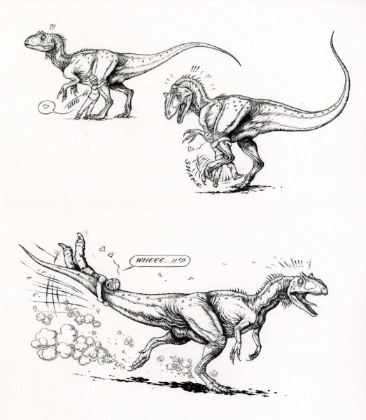 Аллозавр поэтапный рисунок-схема