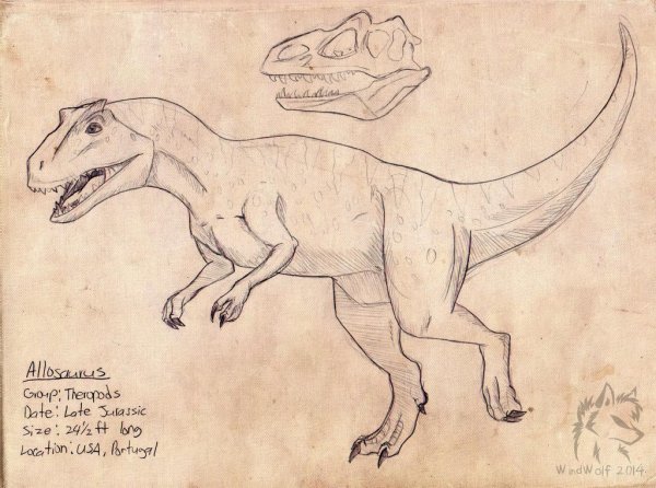 Аллозавр карандашом