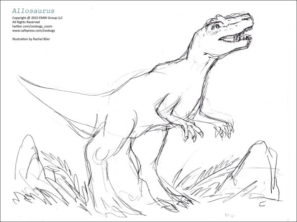 Аллозавр рисунок для срисовки