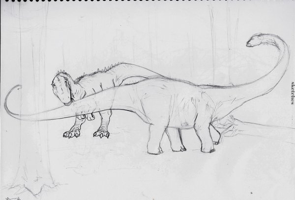 Рисунки Аллозавра карандашом