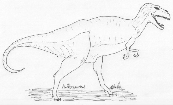 Аллозавр рисунок карандашом