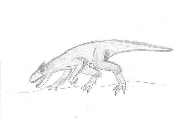 Рисунок Аллозавра карандашом 3 класс поэтапно