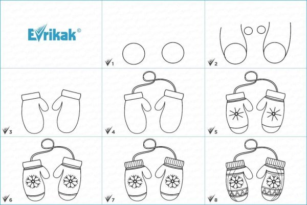 Рукавички рисунок карандашом
