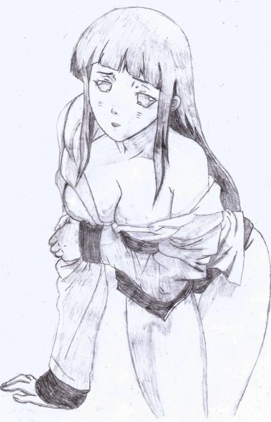 Хината Хьюга в полный рост карандашом