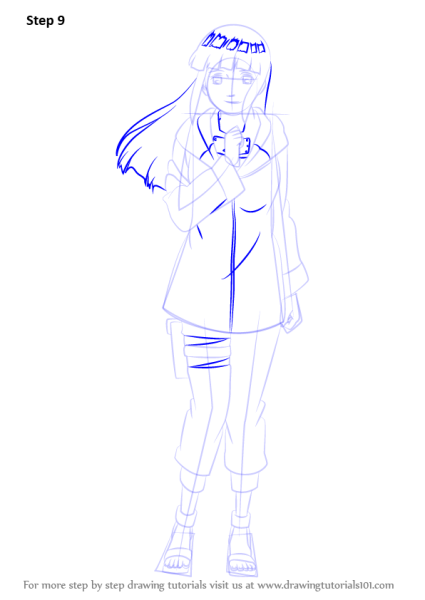 Хината Хьюга рисунок карандашом в полный рост