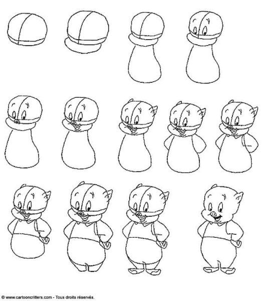 Схема рисования мультяшек