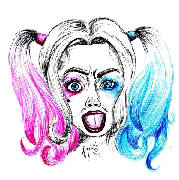 Харли Квинн лицо рисунок