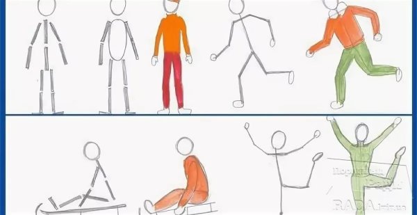 Поэтапное рисование человека для дошкольников