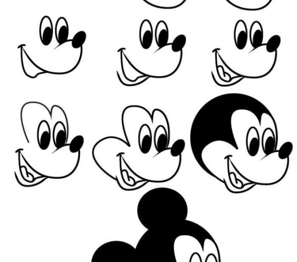 Нарисовать нос Микки Мауса