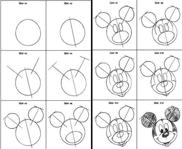 Схема рисования Микки Мауса