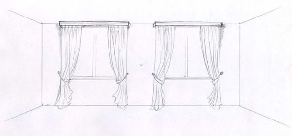 Эскиз комнаты с окном