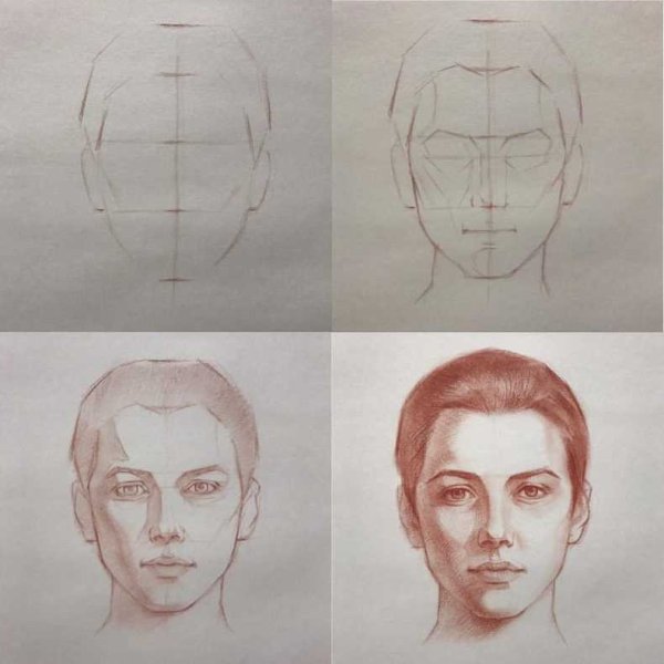 Этапы рисования головы человека