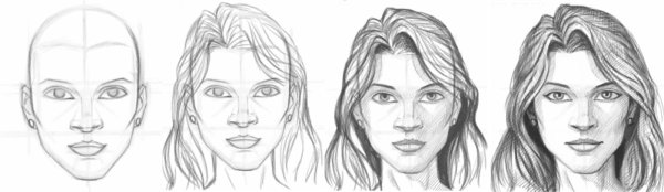 Лицо карандашом для начинающих