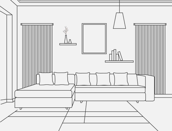 Интерьер гостиной раскраска