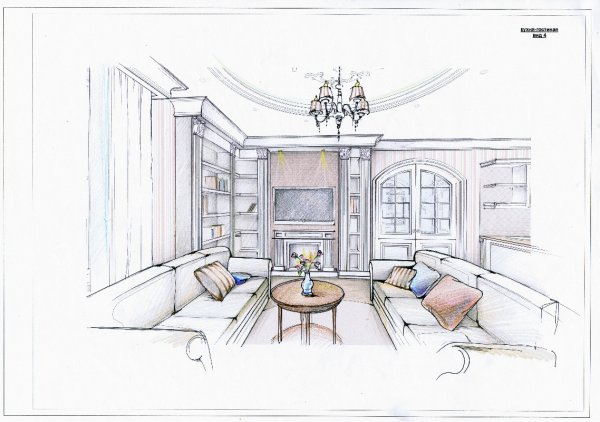 Эскизы гостиных комнат
