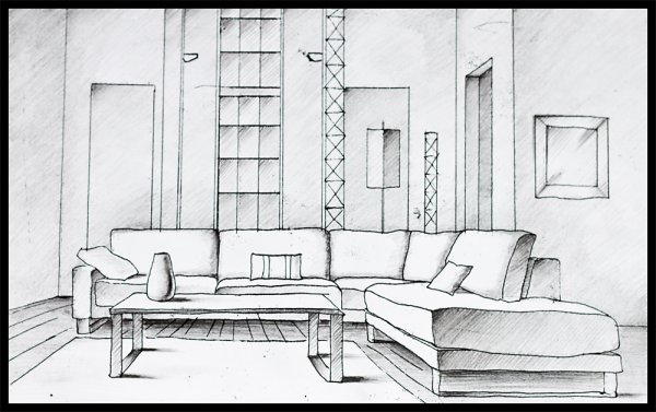 Интерьер гостиной для срисовки