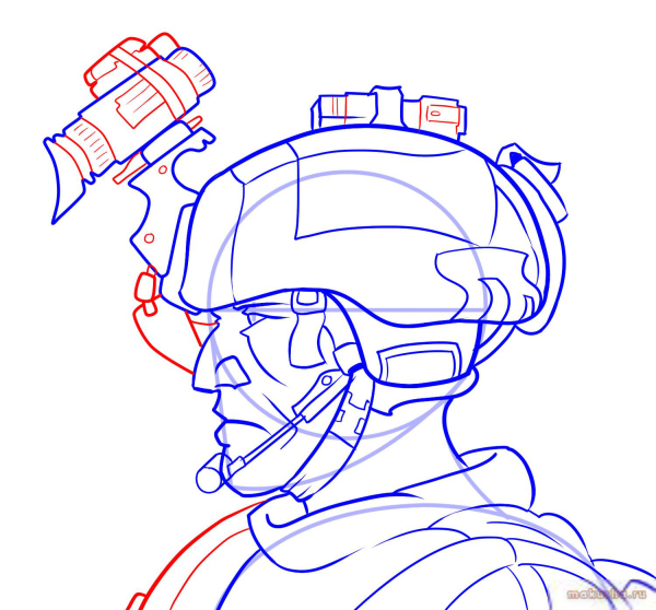 Каска солдата рисунок карандашом