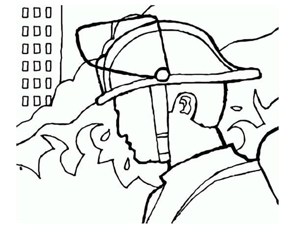 Каска пожарного карандашом