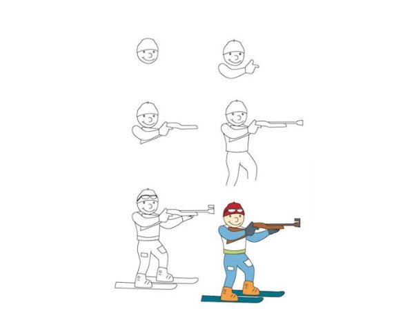 Поэтапное рисование спортсмена