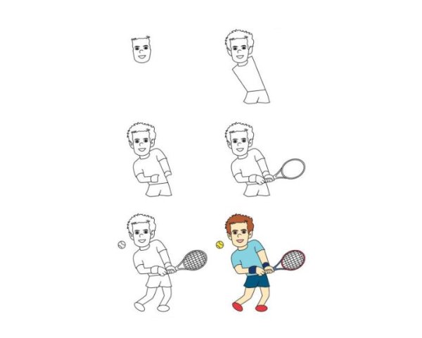 Нарисовать спортсмена поэтапно