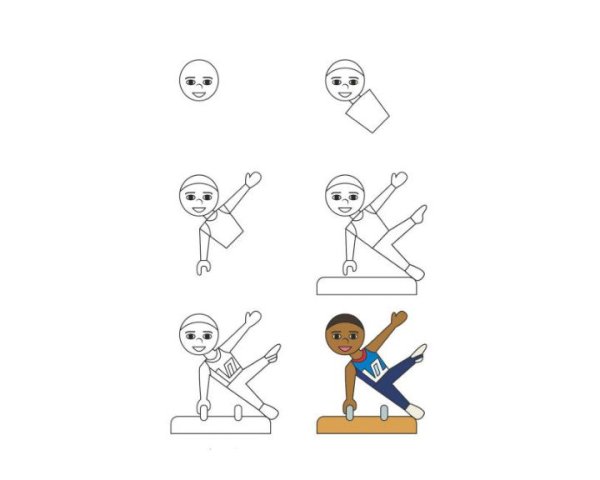 Поэтапное рисование спортсмена