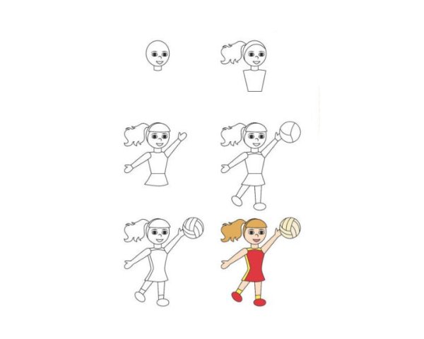 Поэтапное рисование спортсменов для детей