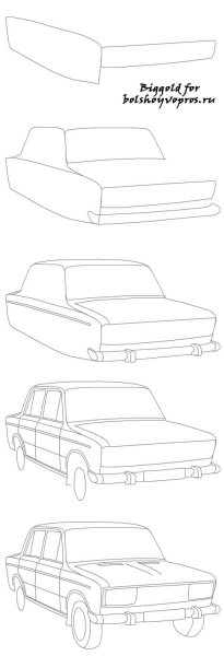 ВАЗ 2107 спереди карандашом