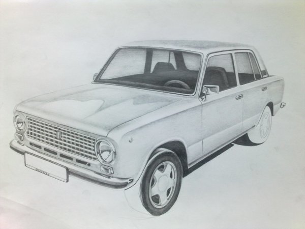 Жигули ВАЗ 2101 карандашом