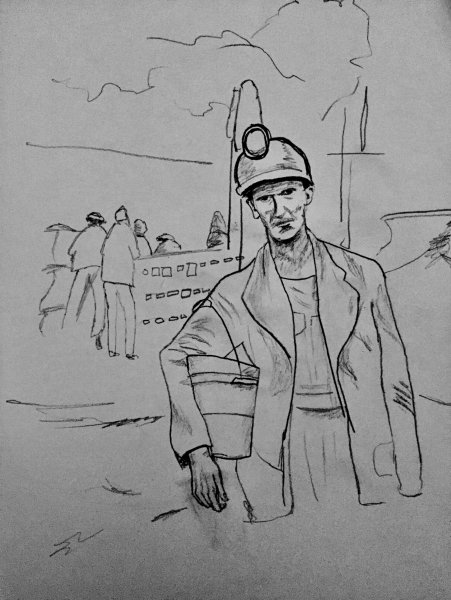 Шахтёр рисунок поэтапно